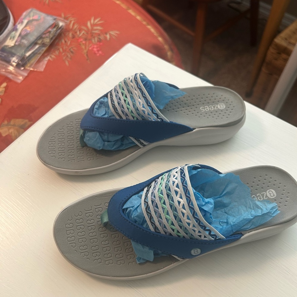 Bzees Blue and White Sandals
